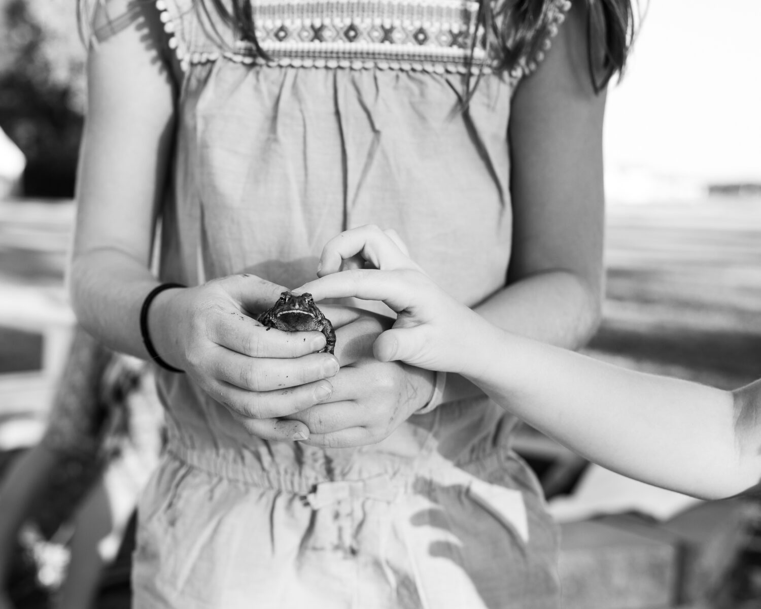 girl holding frog
