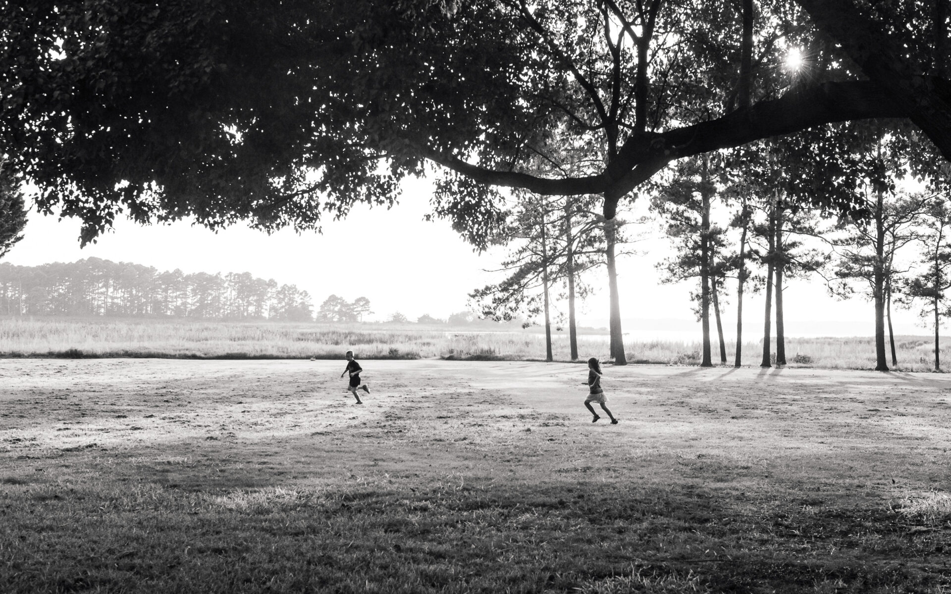 children running in field