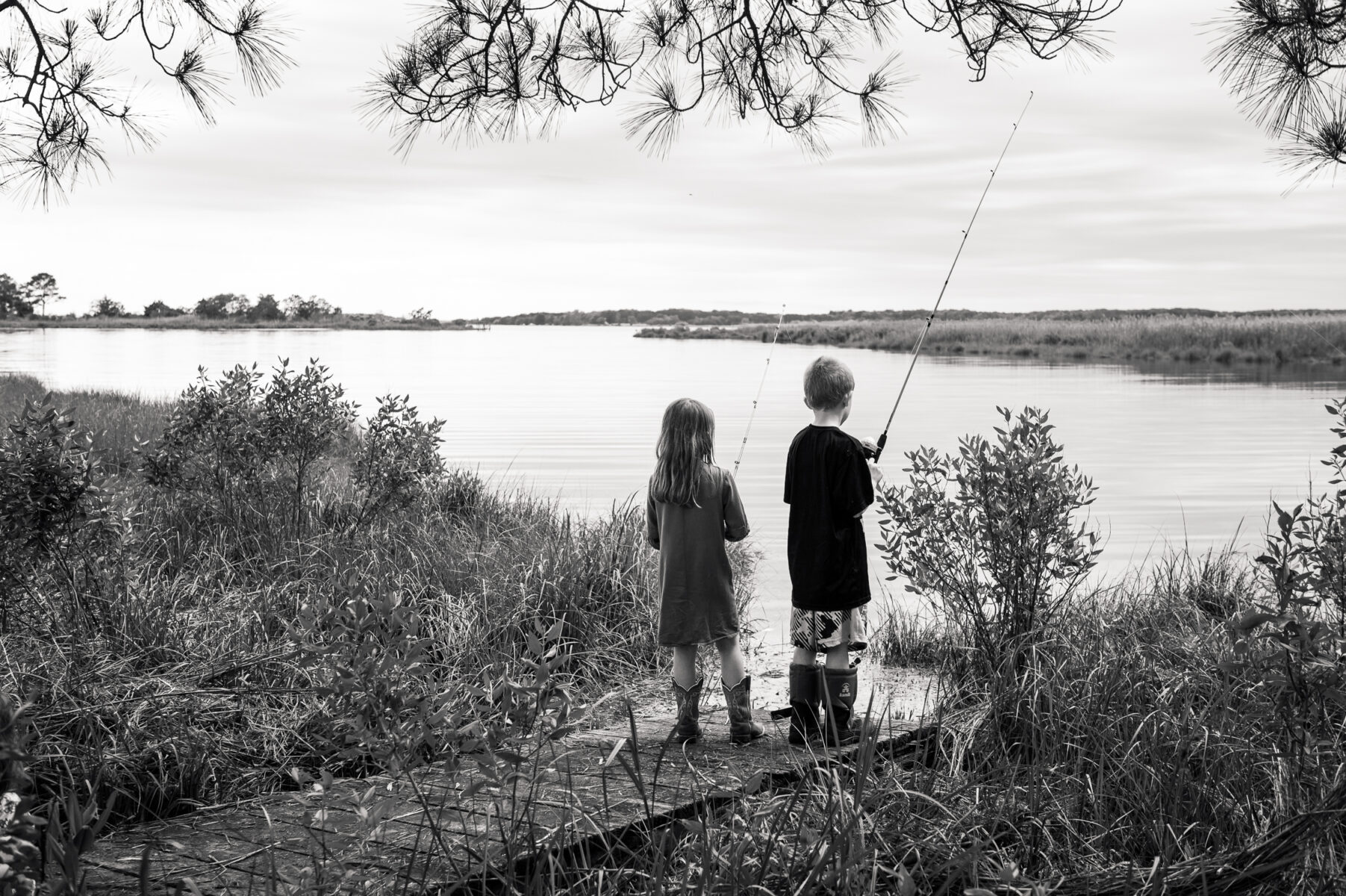 children fishing on the choptank river