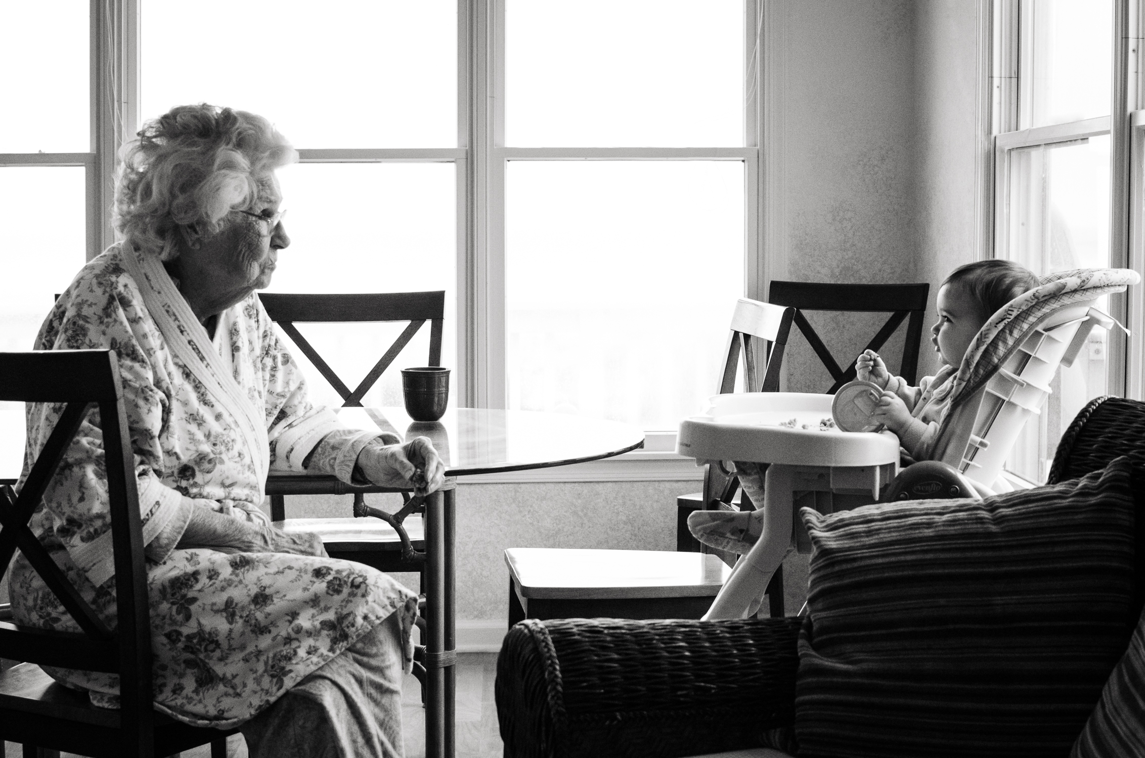 Home-1 great grandmother and baby having breakfast