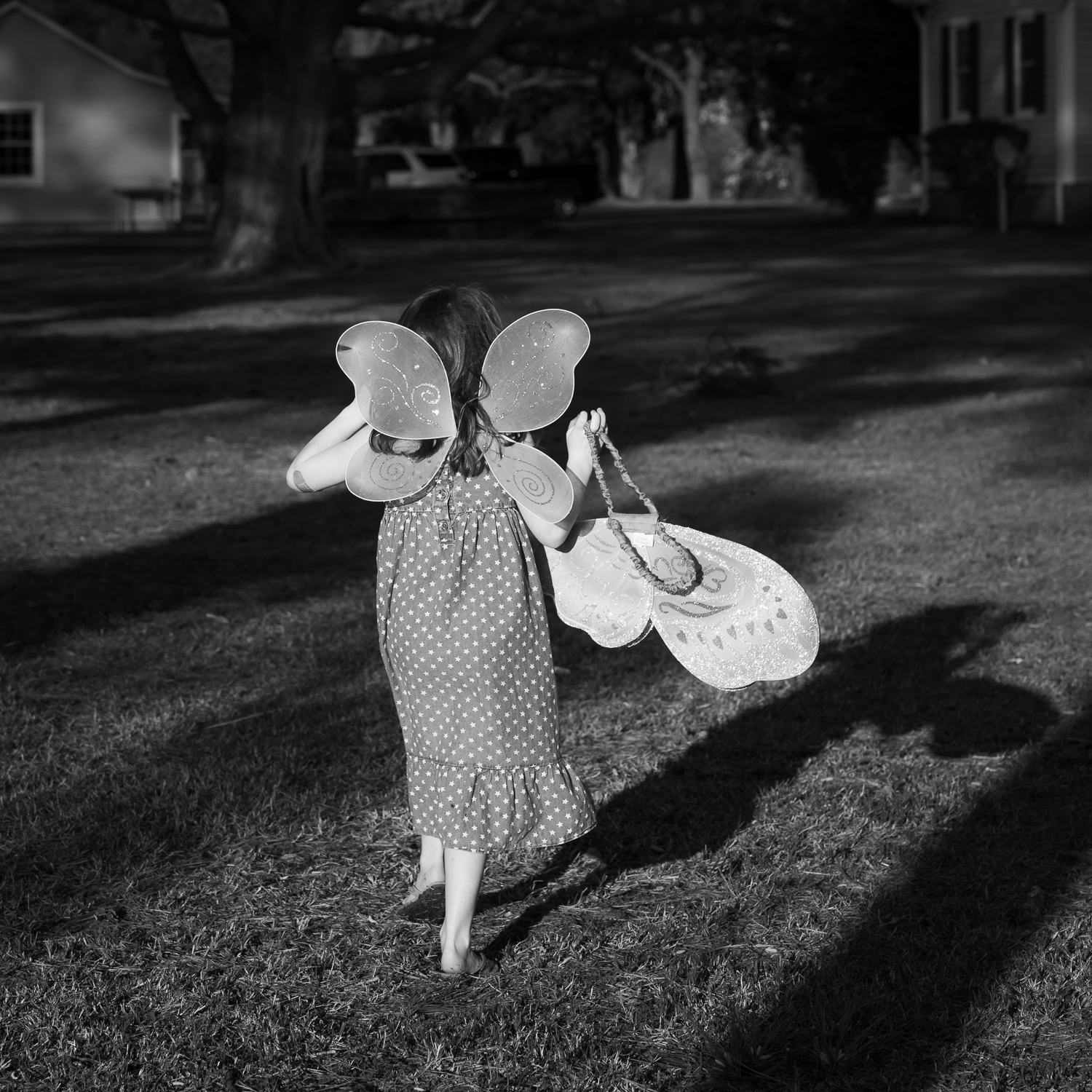 girl wearing butterfly wings