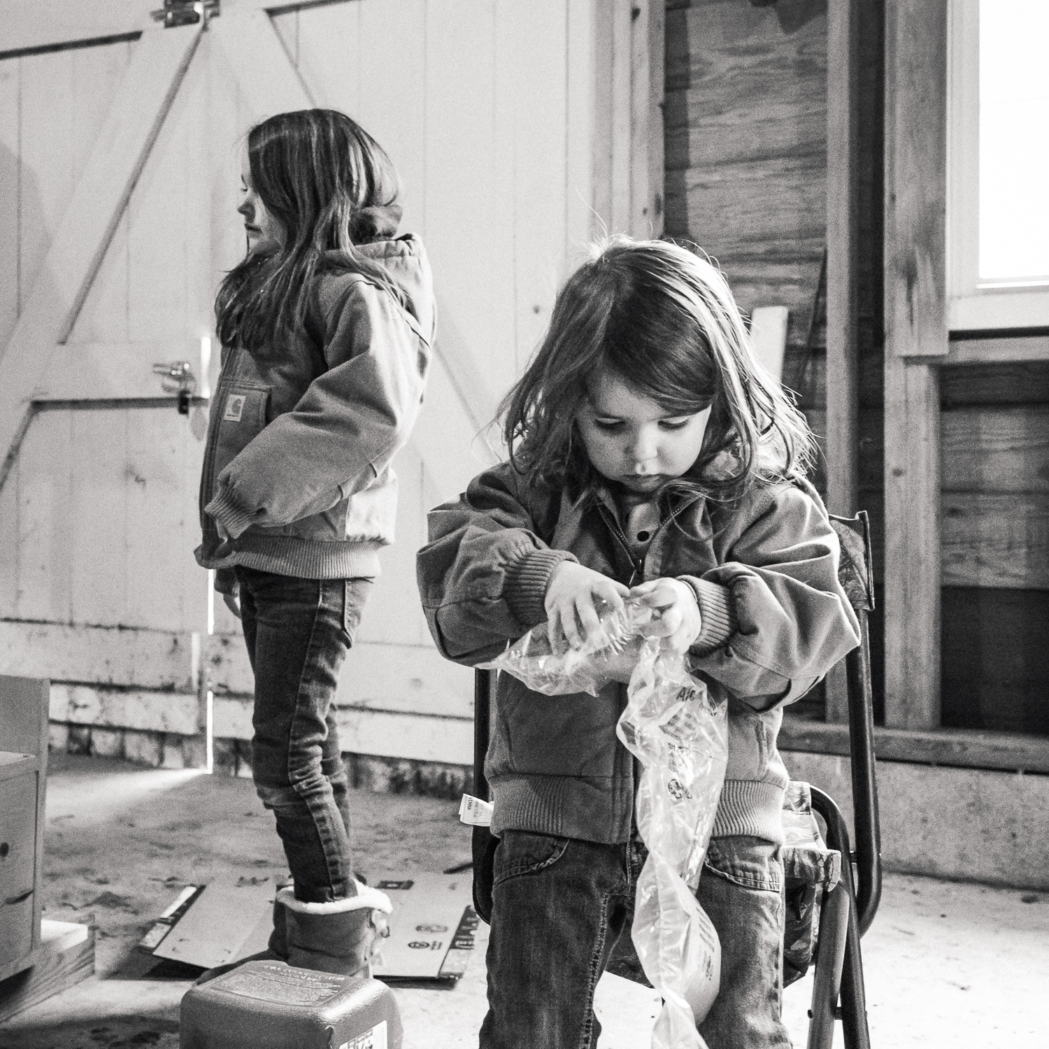 RiversEdge-13 children in outbuilding preparing for hunting season
